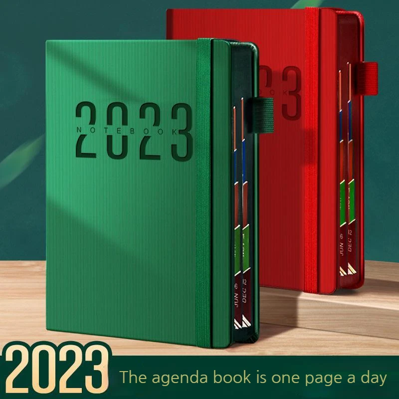 

2023 New A5 Agenda Notebook Calendar Book Work Ultrathick 200 Sheets/400 Pages Daily Plan Schedule Notepad Office Student Books