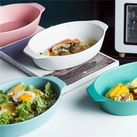 nordic binaural ceramic baking plate cheese baked rice plate home microwave oven plate creative tableware