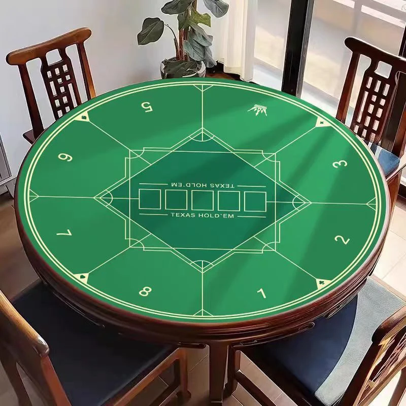Фото Круглый коврик для покерного стола Texas Hold'em 100/120 см, из хрустального бархата, нескользящий, износостойкий, легко чистится, для покерного стола №2