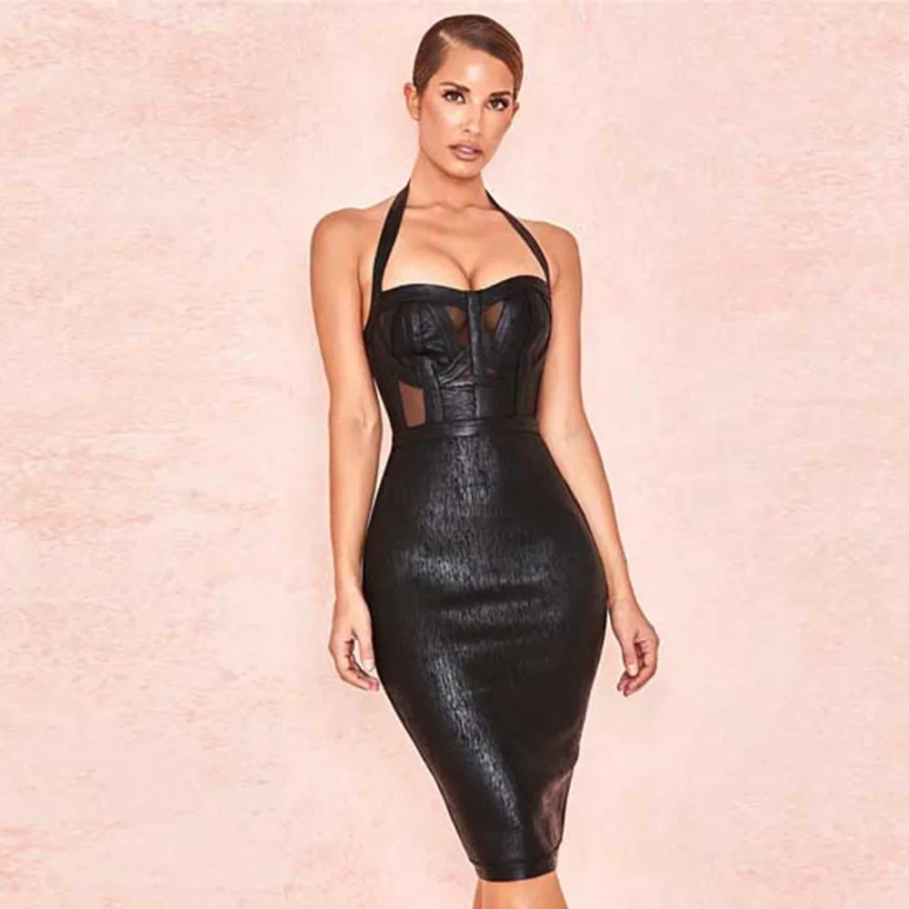 Элегантное вечернее платье для женщин новый стиль с бретелькой на шее модное без