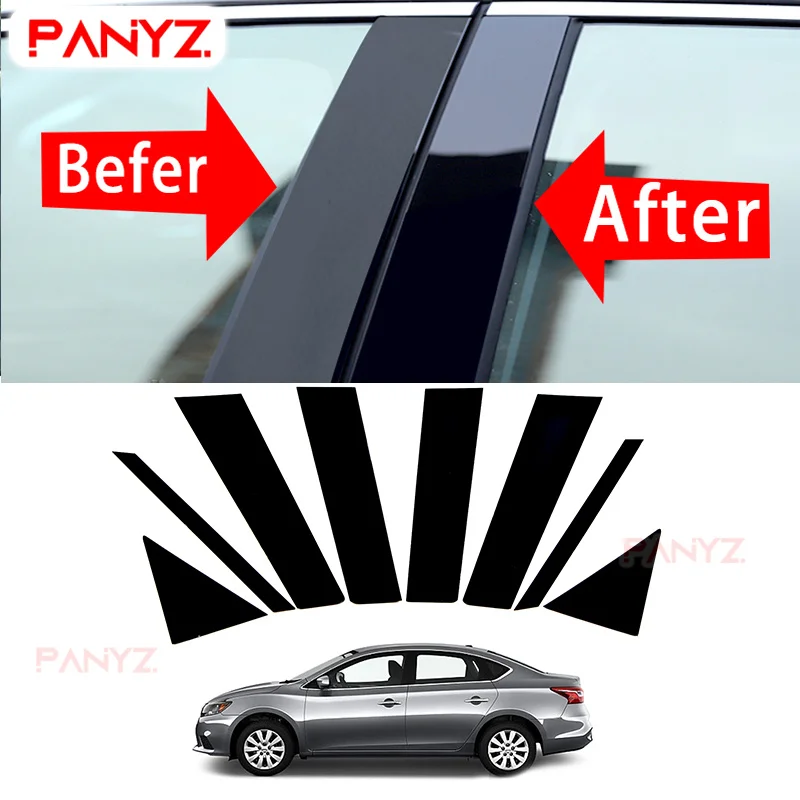 

8PCS Polished Pillar Posts Fit For Hyundai Elantra Sedan 2017 2018 Window Trim Cover BC Column Sticker pegatinas de coche