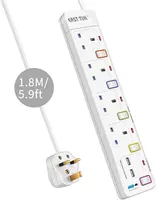 Extension Lead with USB,EASTTIM 4 Way Outlets 2 USB Slots Wall Mounted Surge Protection Multi Power Plug Extension with 1.8M Ext