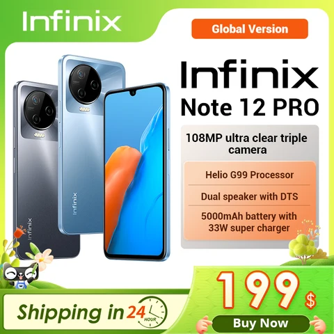 Смартфон Infinix NOTE 12 PRO, 4G, NFC, процессор Helio G99, AMOLED дисплей 6,7 дюйма, тройная камера МП