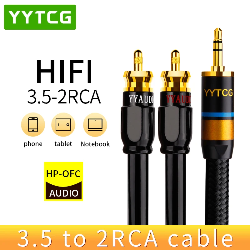 yytcg rca cable hifi stereo 3 5mm to 2rca audio cable aux rca jack 3 5 y splitter for amplifiers audio home theater cable rca free global shipping