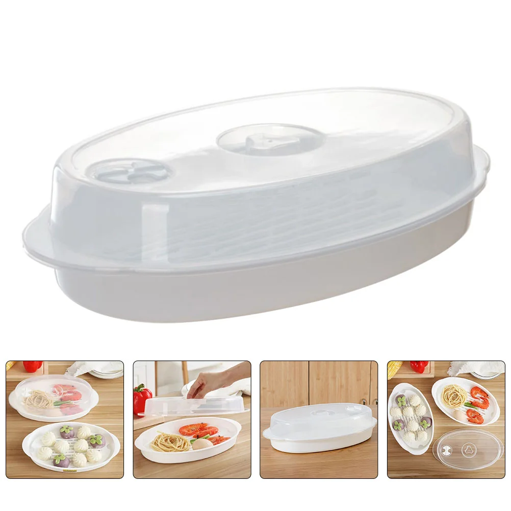 

Steamer Microwave Steamingplatetray Oven Vegetable Holder Basket Serving Dish Oval Rack Seafood Platter Mircrowave Cookware Pot
