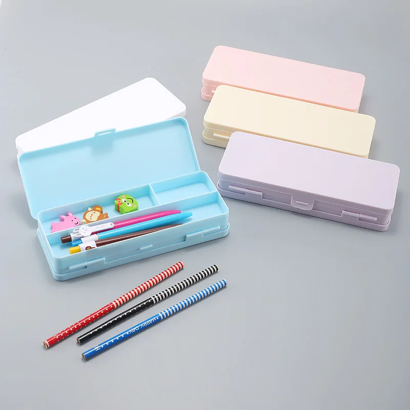 

Frosted Pen Case Student Storage Pencilcase Multi-functional Double-sided Macaron Plastic Kawaii Pencil Case Stationary Box