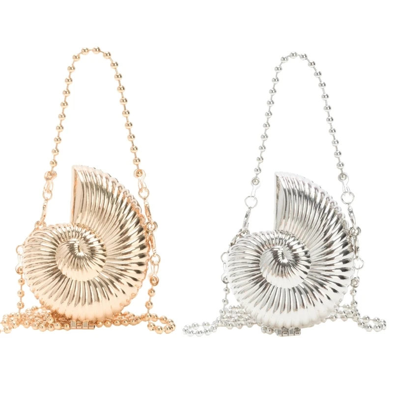 E74B Женская маленькая сумка через плечо металлическая раковина с