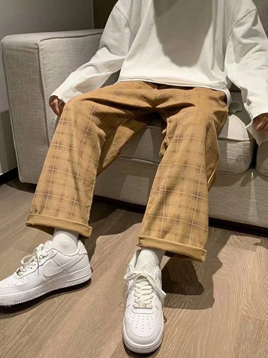 Черные японские брюки летние женские в стиле Харадзюку клетчатые брюки-султанки