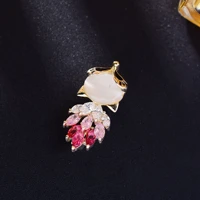 korean style fashion cute little fox opal small collar pin creative personality anti glare small brooch accessories corsage