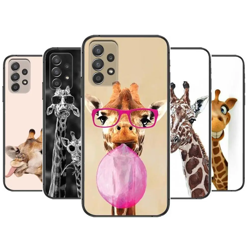 

Giraffe Anime Cute Phone Case Hull For Samsung Galaxy A70 A50 A51 A71 A52 A40 A30 A31 A90 A20E 5G a20s Black Shell Art Cell Cove