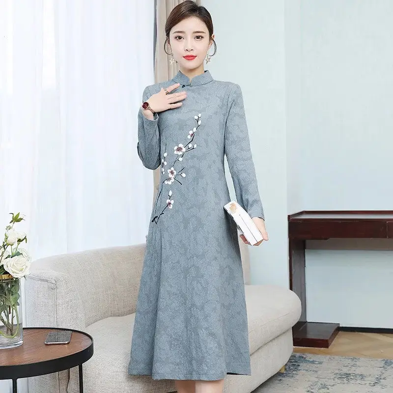 Женское платье-Ципао в этническом стиле элегантное улучшенное платье большого