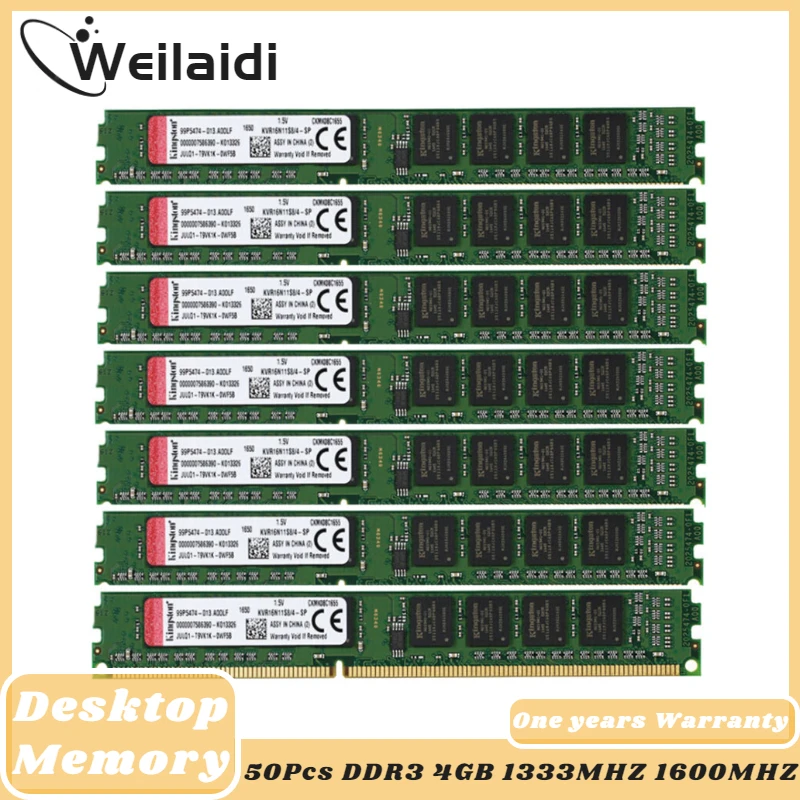 

Оперативная память Ddr3 Kingston для ПК, 200 ГБ (50x4 ГБ), ОЗУ, модуль памяти для настольного компьютера, 4 Гб DDR3 1333 МГц 1600 МГц для настольного компьютера