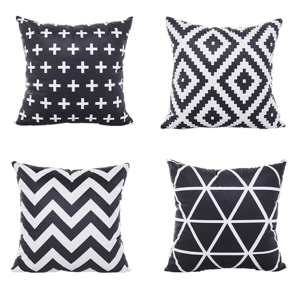 

Simple Black White Geometry Cushion Case 45x45cm Modern Nordic Decorative Waist Pillows Case Livingroom Sofa Couch Throw Pillows