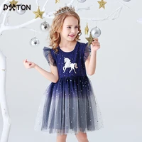 dxton girls clothes 2022 new summer princess dresses flying sleeve kids dress unicorn party girls dresses children clothing 3 8y