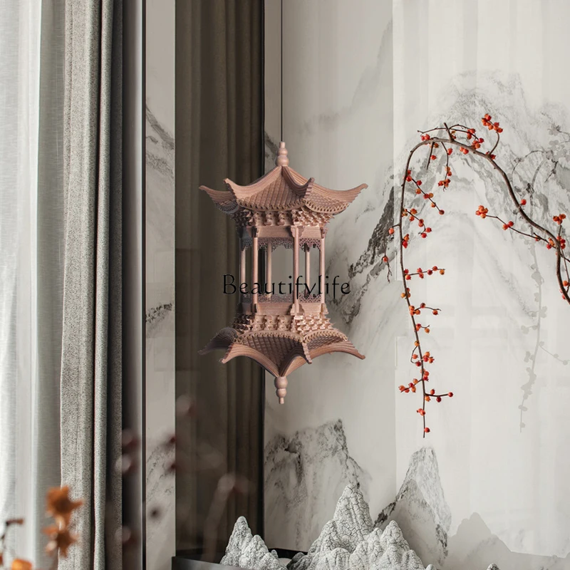 Шестиугольный павильон китайский дзен имитация цельного дерева древняя модель