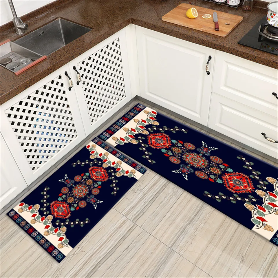 

Bohemia Geometric Printed Kitchen Floor Mats Home Carpet Entrance Doormat Bathroom Door Mats Living Room Anti-slip Long Carpet