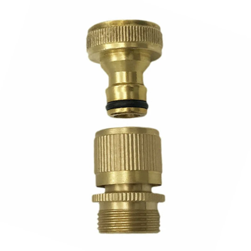 1 Set 3/4" Thread Brass Quick Connector Garden Watering Adapter Drip Irrigation Copper Hose Quick Connector Fittings