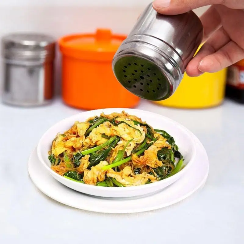 

Stainless Spice Shaker Jar Sugar Salt Pepper Herbs Toothpick Storage Bottle BBQ