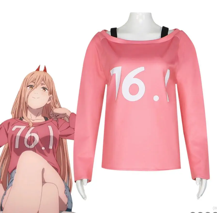 

Anime Chainsaw Man Cosplay Makima Costume Pink Coat Sweater Shirt Long Sleeve Tshirt Halloween Daily Wear Womens