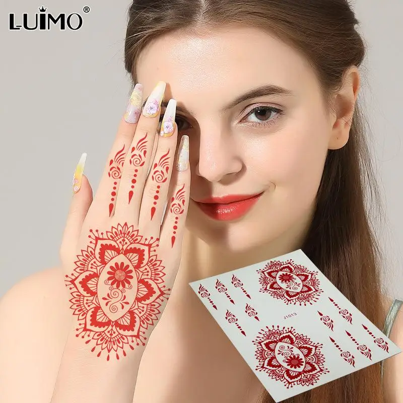 

Red Flower Temporary Tattoos For Women Thigh Men Arm Sleeve Figure Realistic Fake 3D Tatoos Forearm Tattoo Stickers