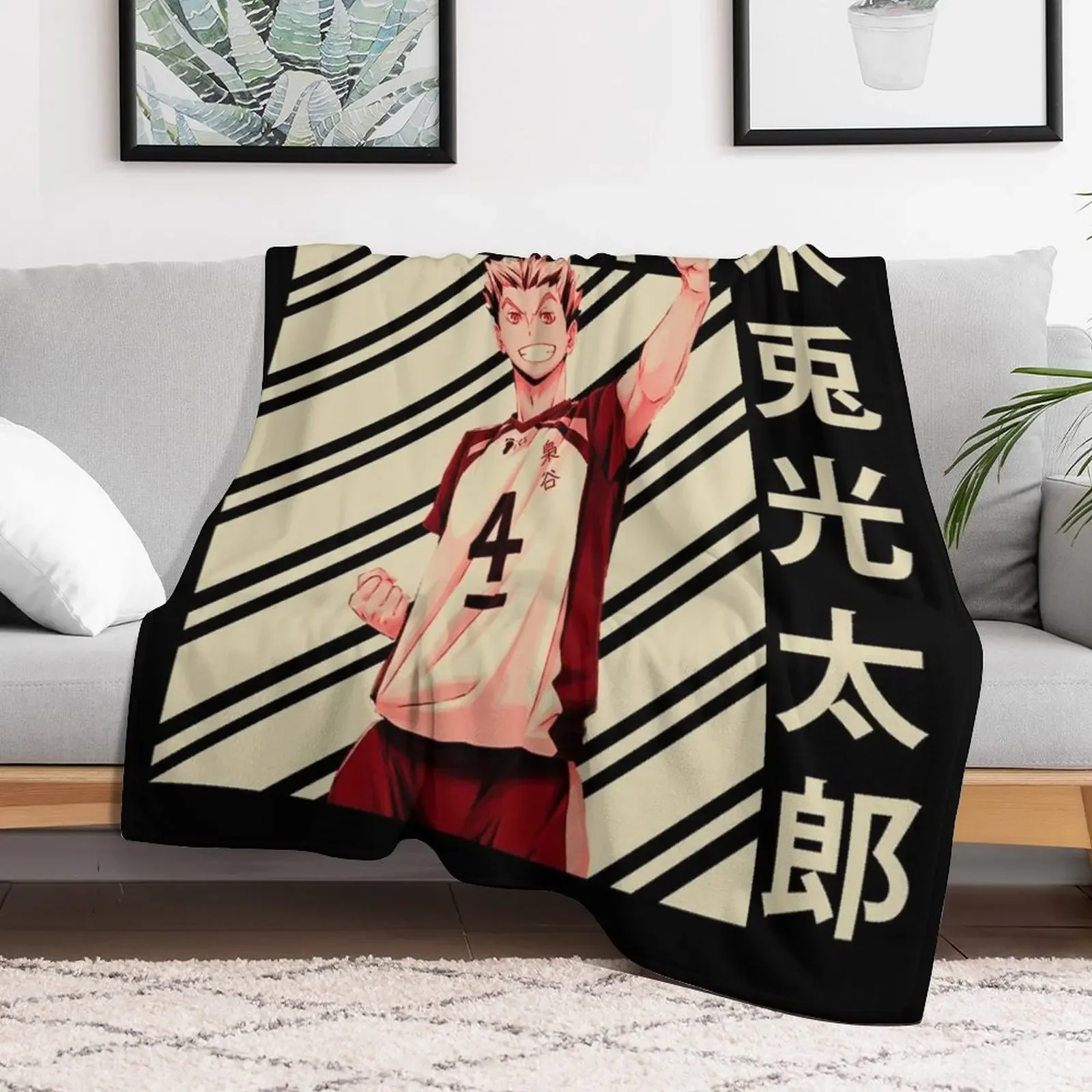 Фото Мягкий теплый плед Bokuto Koutarou Vintage Art для мужчин, для дивана №2