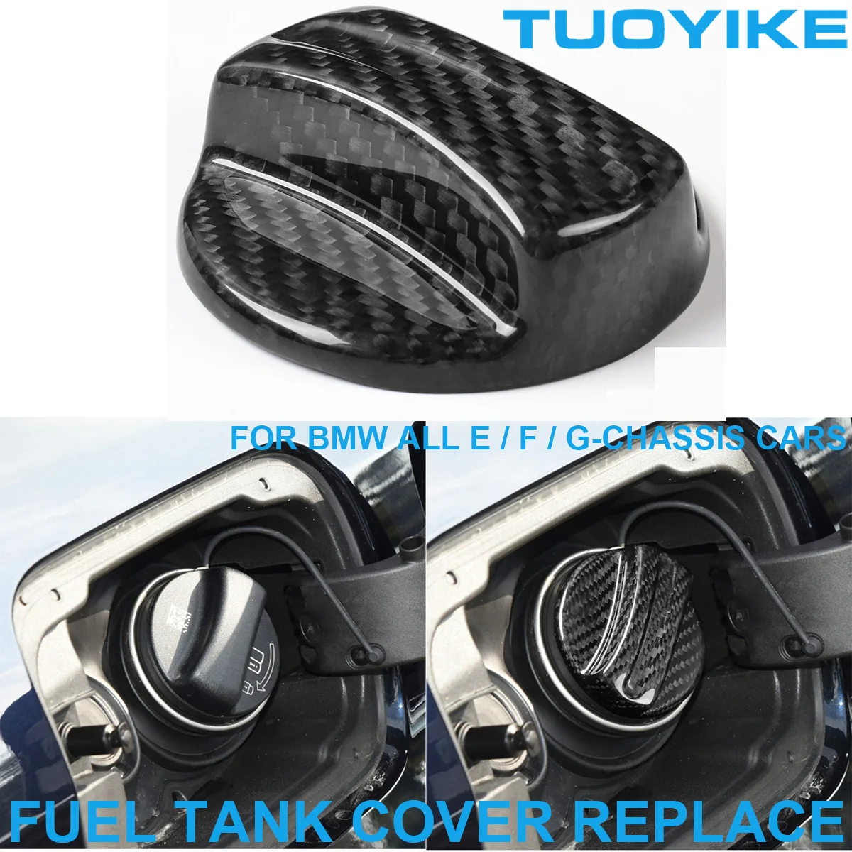 

Car Real Carbon Fiber Fuel Tank Cover Trim For BMW E46 E60 E70 E90 E84 F20 F22 F30 F10 F07 F12 F01 F02 F25 F26 F15 F16 G20 G30