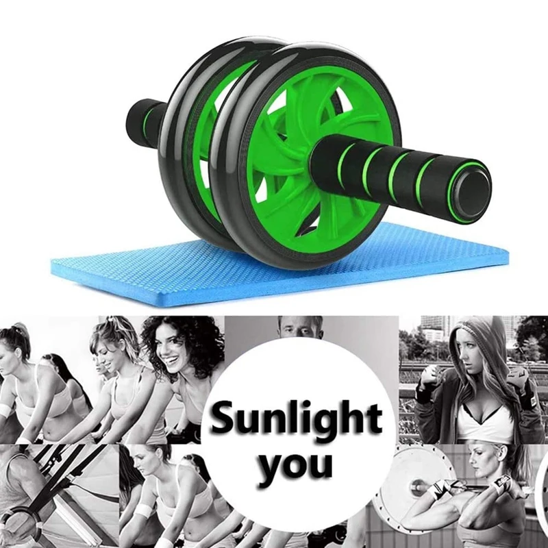 Гимнастический ролик для мышц абдоминального пресса без шума с ковриком