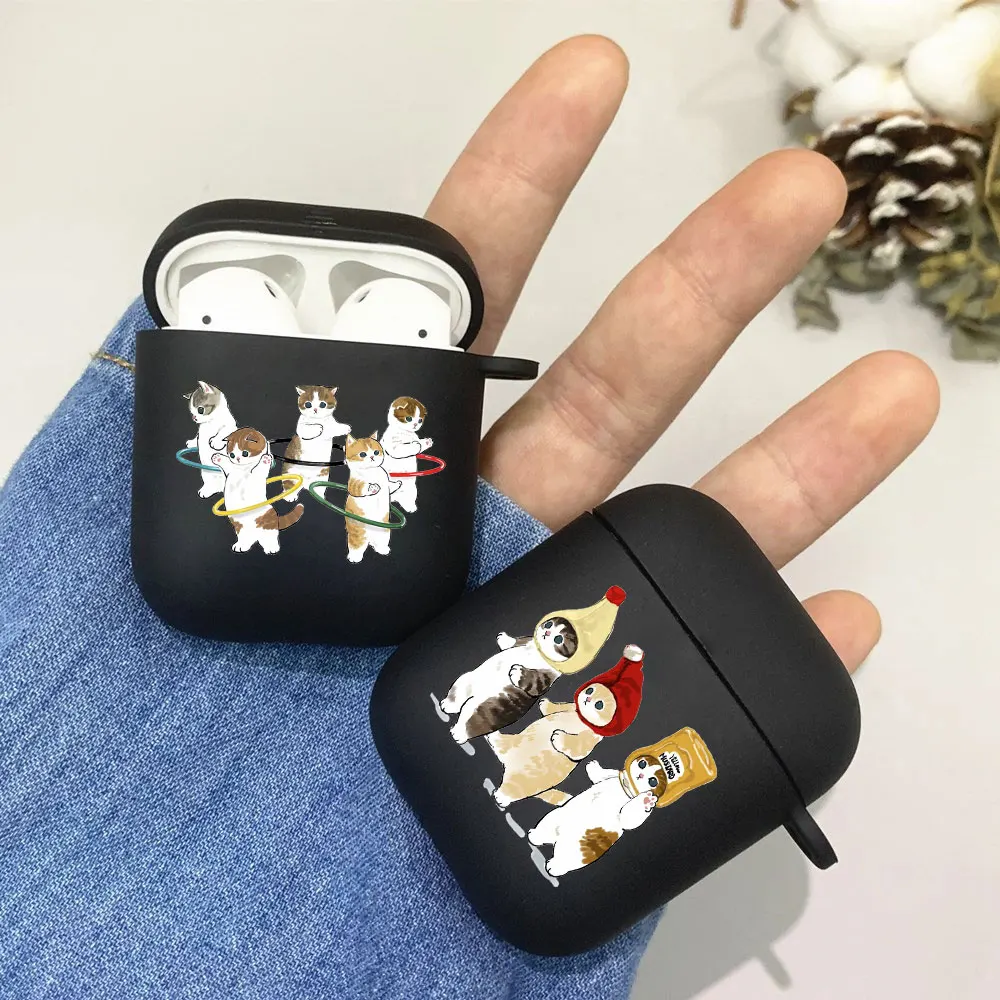 

Lovely Cat Cute Cartoon Earphone Case For AirPods 1 2 3 Pro Black Luxury Soft Silicone Bluetooth Earphone Wireless Box cover