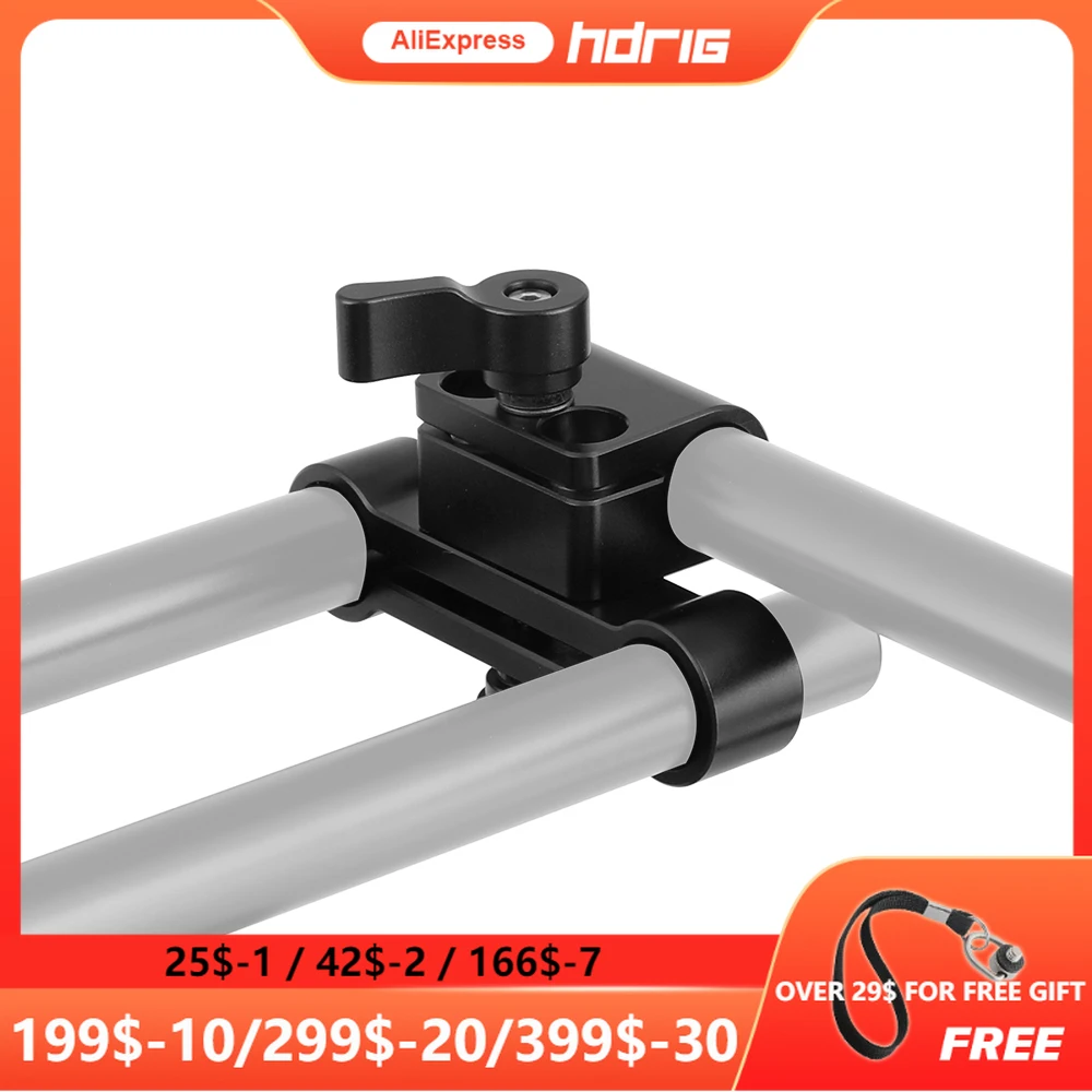 

HDRIG 15mm Rod Clamps 15mm Single Rod Clamp & Dual Rod Clamp Adapter With Ratchet Locking Knob For DSLR Camera