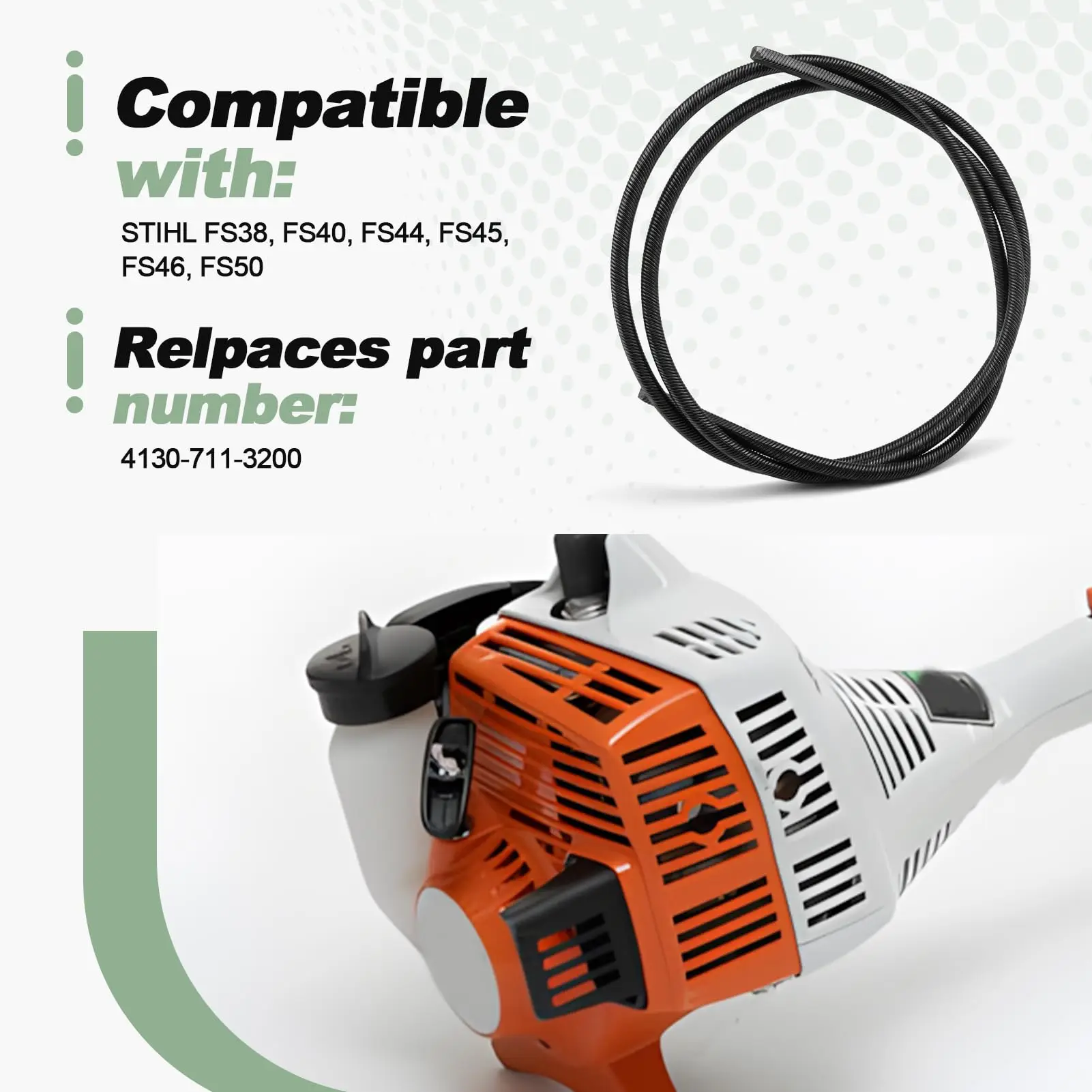 Фото Запасной гибкий приводной вал, совместимый с кусторезами Stihl FS38 FS40 FS44 FS45 FS46 FS50 для садовых инструментов. №3