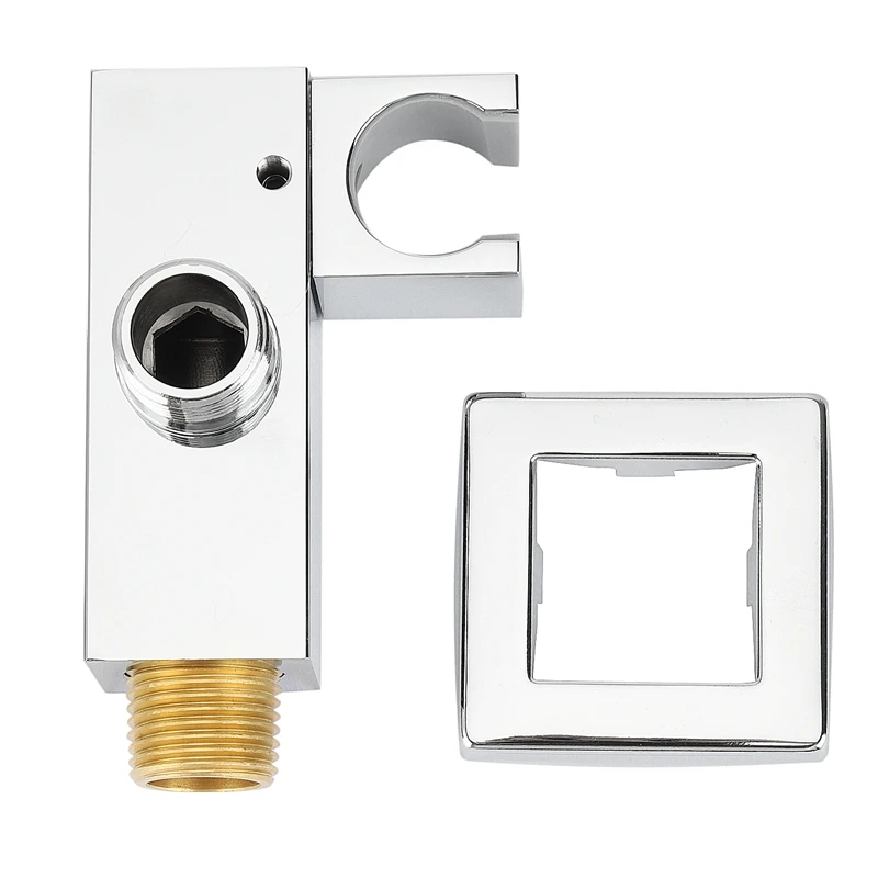 

Solid Brass Wall-Mounted Handheld Rotatable Square Shower Bracket Shower Head Base With Water Inlet Fixing Bracket