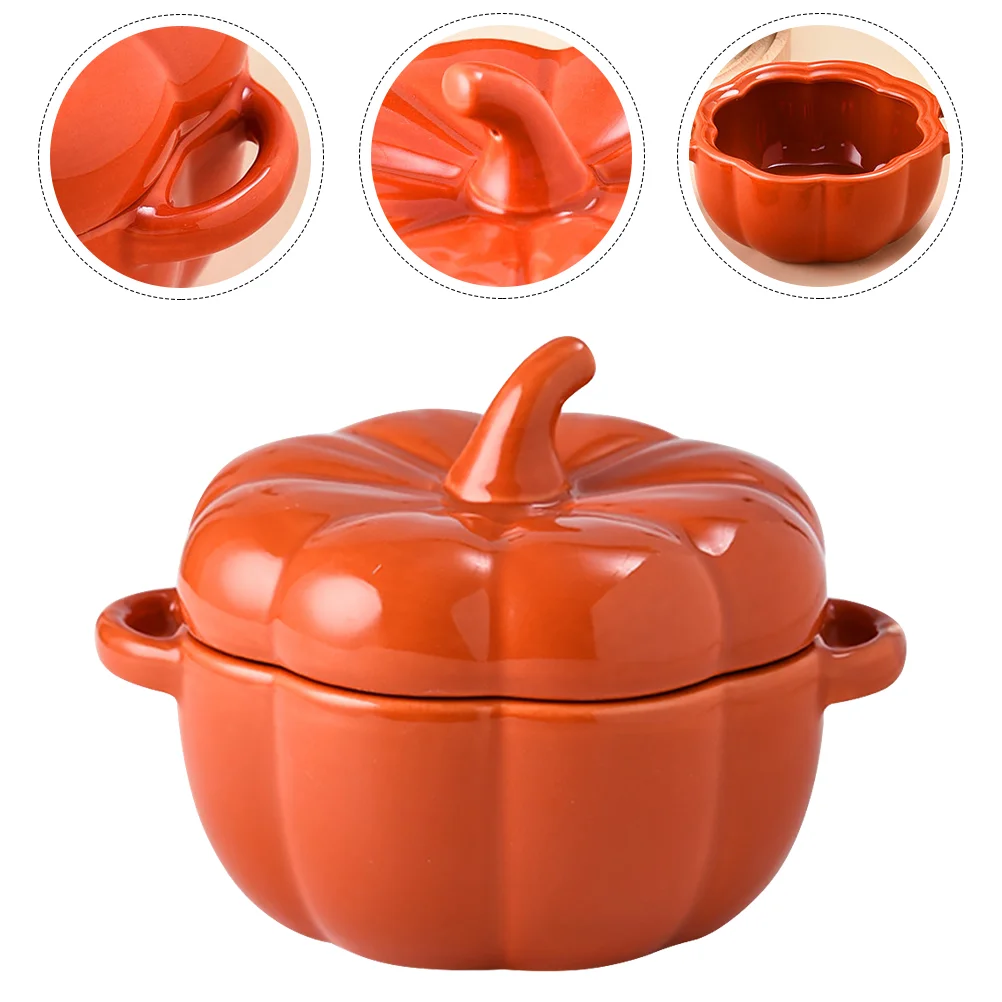 

Bowl Pumpkin Soup Bowls Ceramic Pot Lid Dish Noodle Porcelain Mug Serving Dessert Ceramics Candy Stew Decorative Baking Jar