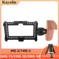 kayulin on camera monitor cage bracket with wooden handgrip right side for feelworld f6 plus 5 5 display new arrival