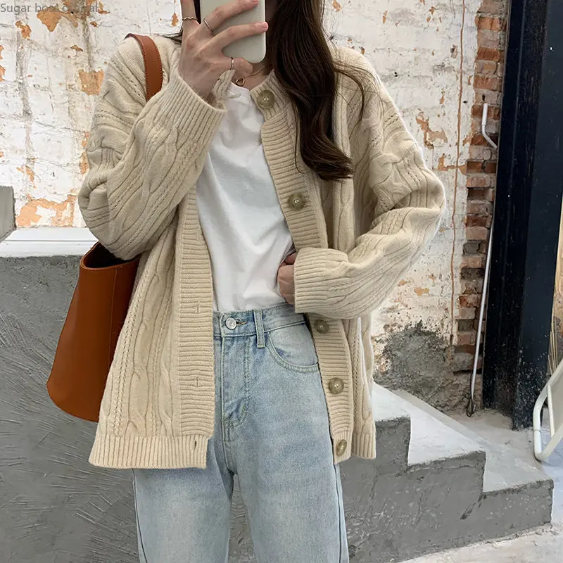 

Vintage Cropped Cardigan Y2k Kardigany Sweaters for Women Oversized Cardigan Autumn Winter Clothes Women 2022 Korean Clothes