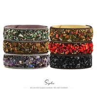 korean velvet crushed stone fiber boutique bracelet crystal gravel multicolor paris fashion model bracelet jewelry for women