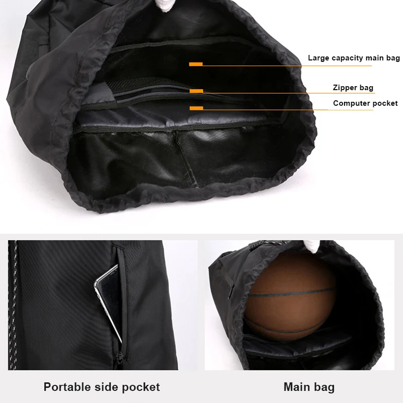 Unisex Sports Backpack Oxford Fabric Bucket Drawstring Waterproof Outdoor Soccer Football Basketball Backpack Travel Gym Bag Hot