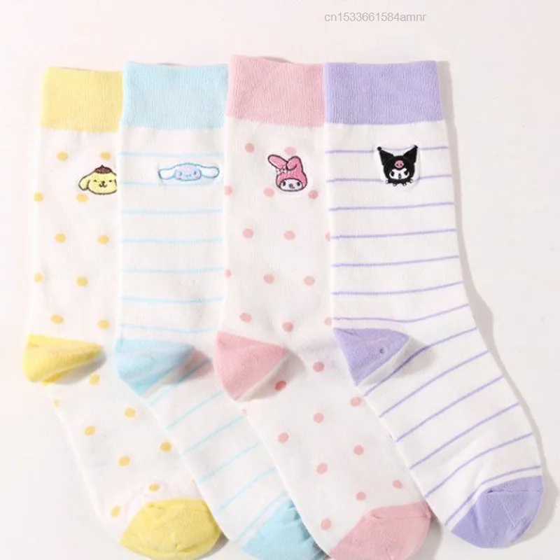 

Sanrio Kuromi College Style Cotton Stockings Little Stripe Cute Socks Crartoon Melody Breathable Socks Student Women Girl Kawaii