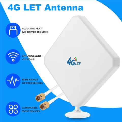 Широкополосная кабельная антенна MIMO с высоким коэффициентом усиления 3G 4G LTE 35dBi для маршрутизатора SMA
