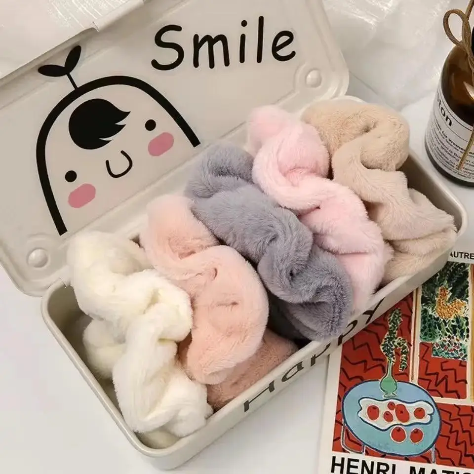 

Warm Soft Hair Scrunchies Furry Elastic Hair Band Women Girls Ponytail Holder Hair Rubber Band Hair Ties Hair Accessories