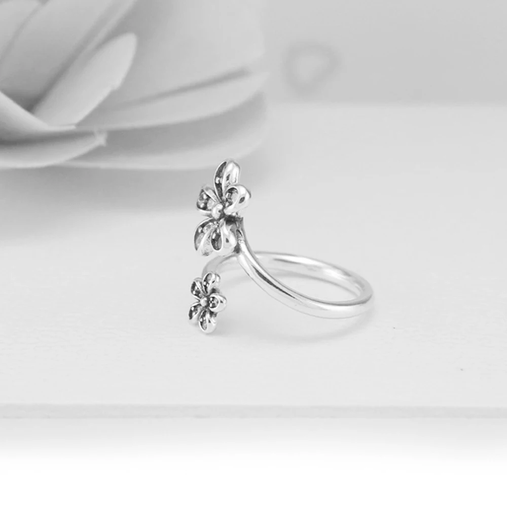 Bague Fermée Plaquée Argent S925 pour Femme, Série Printemps, Doux et Frais, Accessoires avec Sac, Pandora Small Destroy AndrSilver