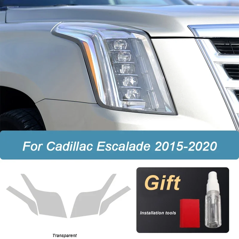 

2 pieces Car Headlight Protective Film Smoked Black Tint Wrap Vinyl Transparent TPU Sticker For Cadillac Escalade 2015-2020
