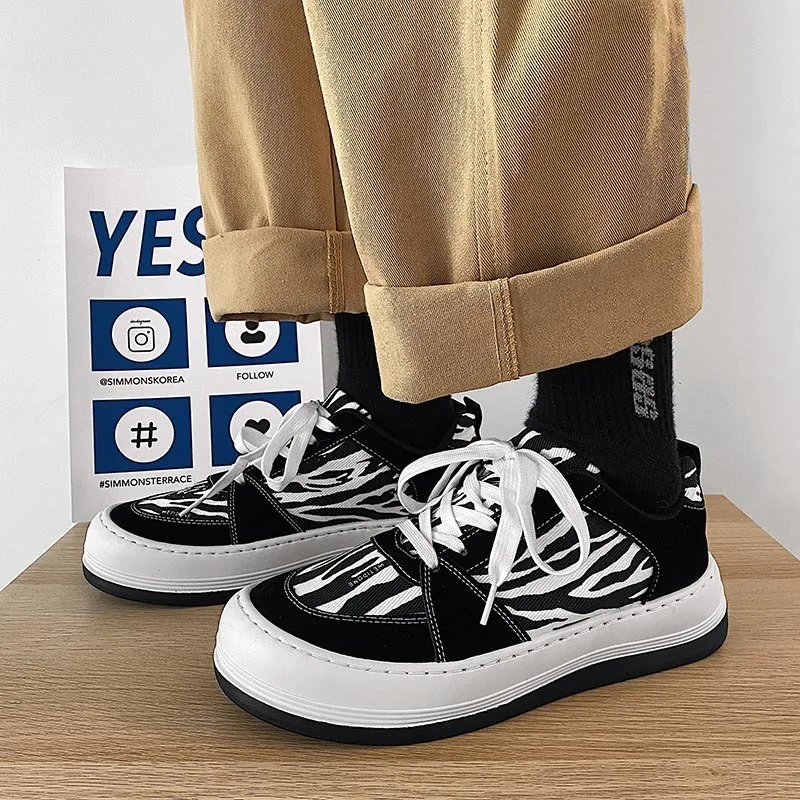 

Zebra Stripes Low-top Shoes for Men Casual Original 2023 Fashion Platform Sneakers Vulcanized Comfortable Male Athletic Footwear