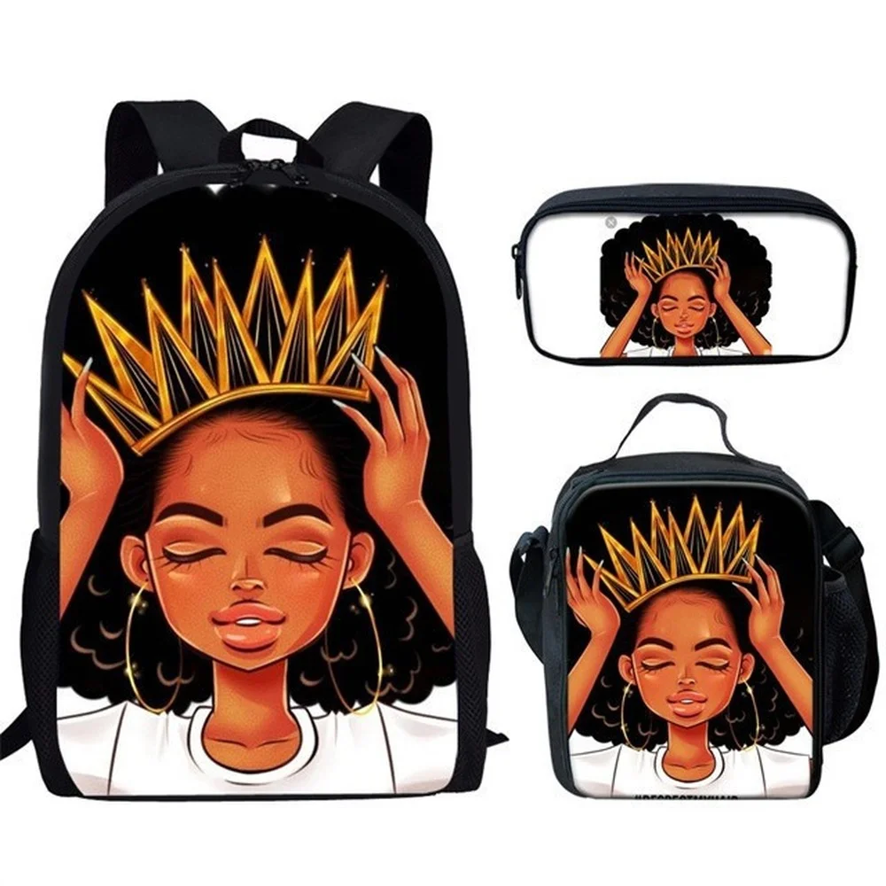 2022 African cute girl backpack student schoolbag pencil bag lunch box isolated children girl cute backpack three-piece set