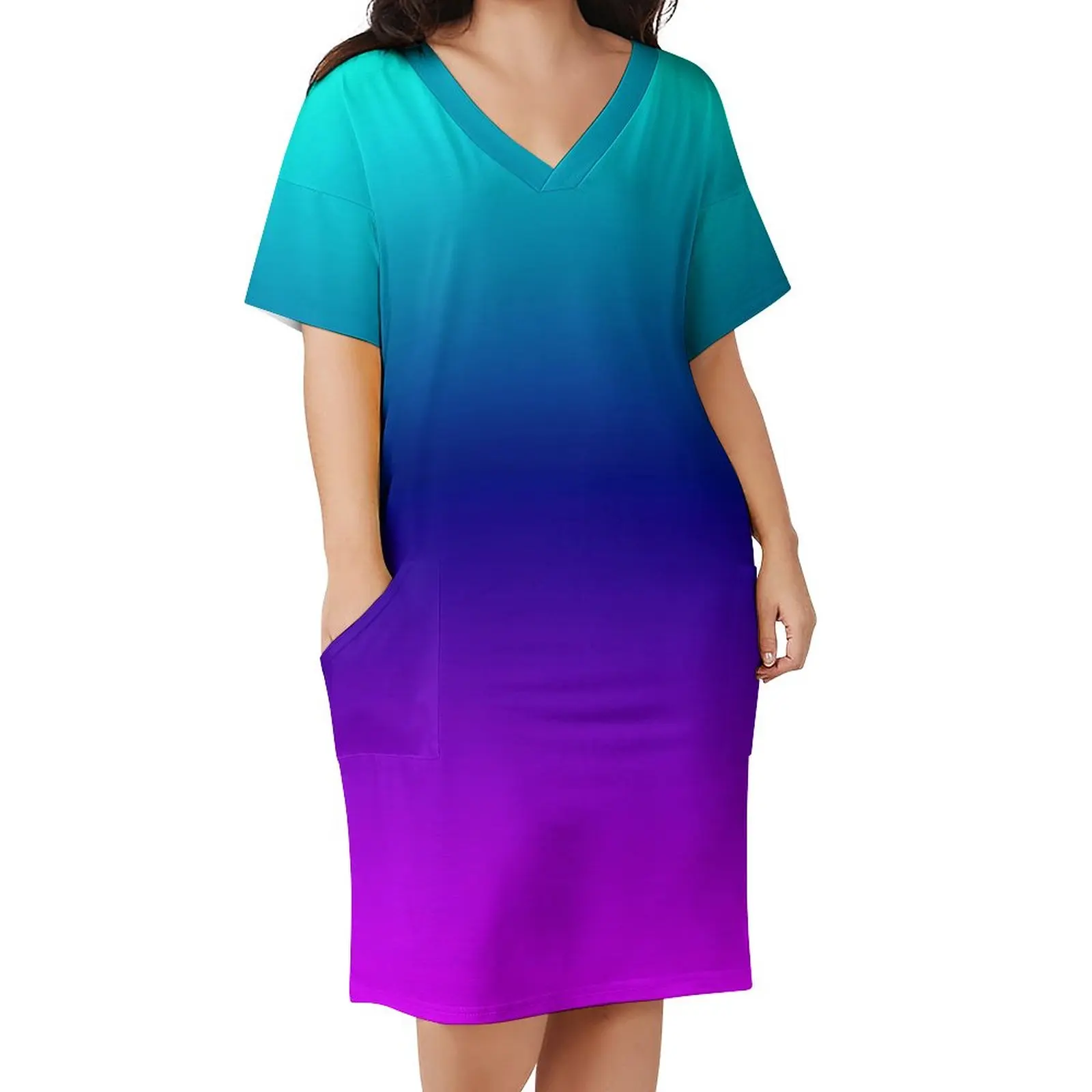 

Женское платье с V-образным вырезом, с карманами, размеры до 4XL