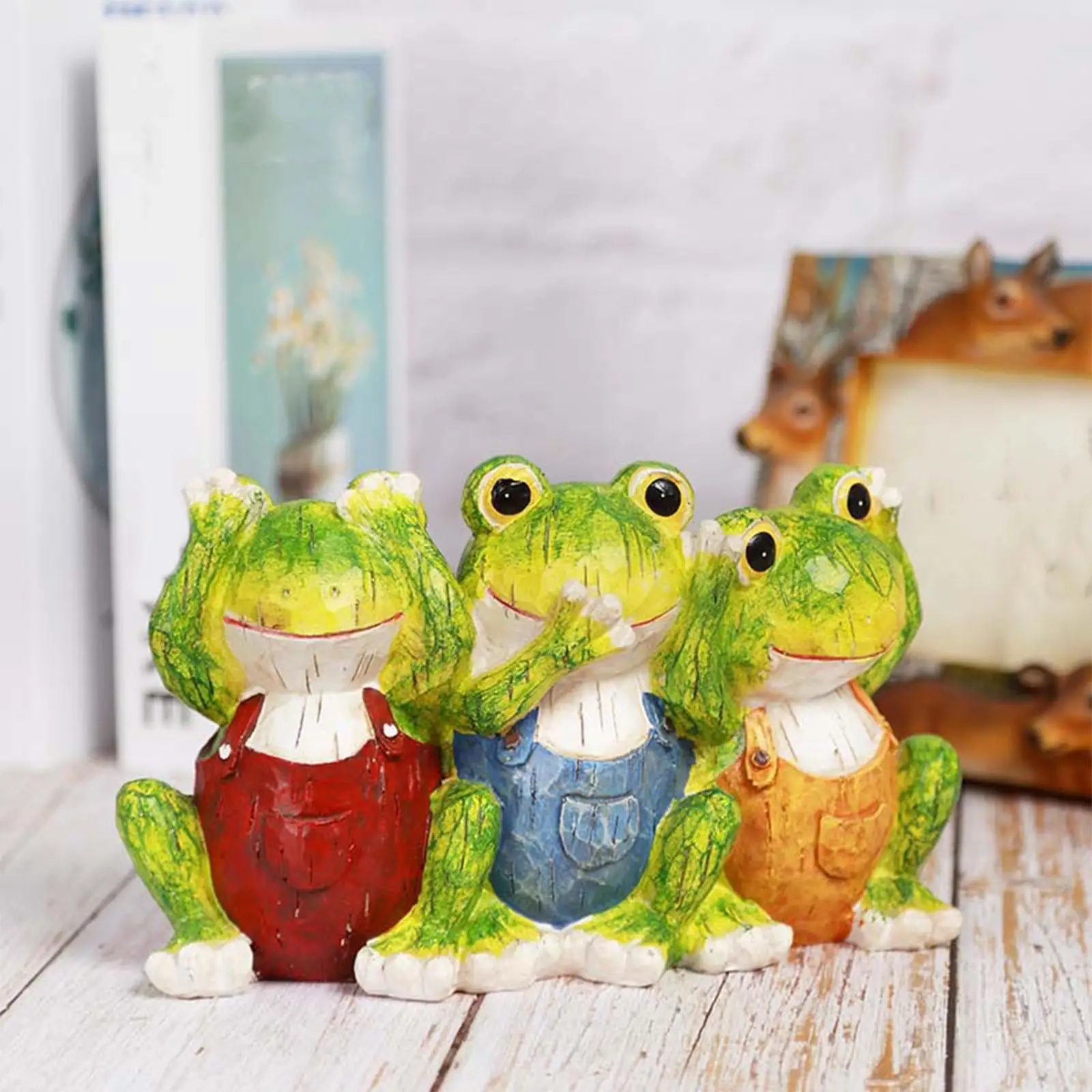 

Новинка, статуя лягушки, креативная Статуэтка из трех лягушек для спальни, стола, двора