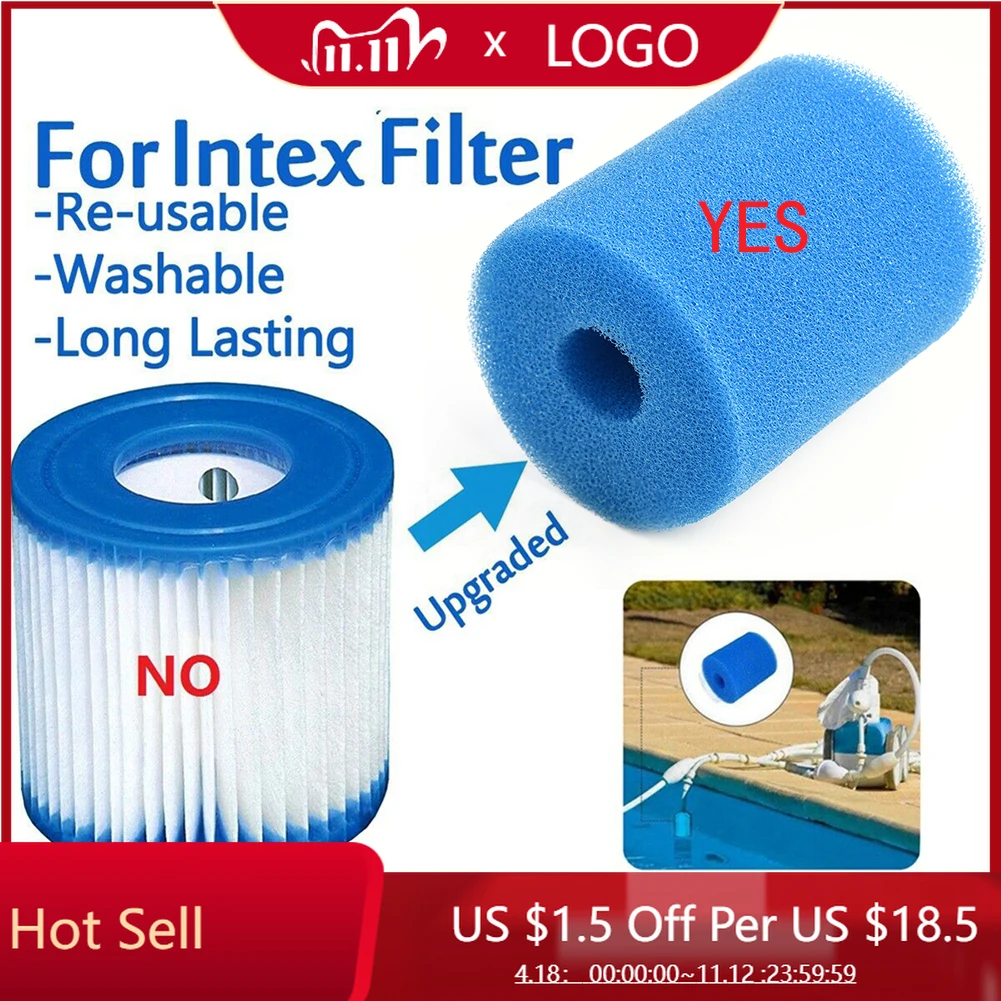 

For Intex Type H Filter Cartridge For Above Ground Inflatable Swimming Pool Washable Reusable Foam Sponge Filters