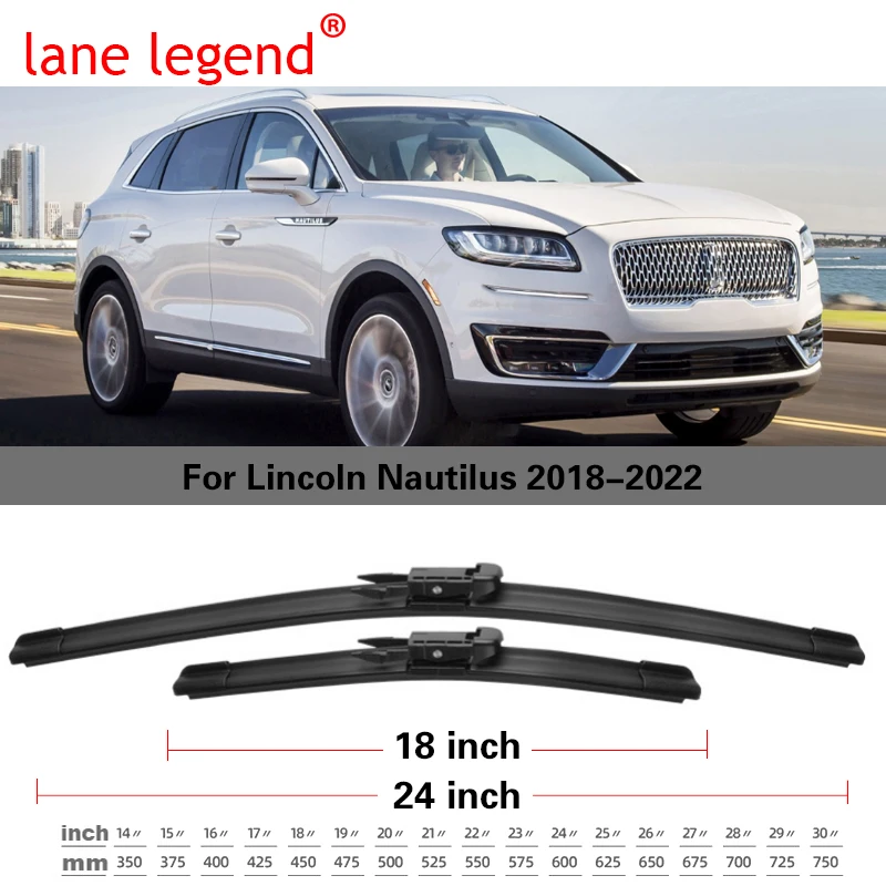 

Щетки стеклоочистителя переднего лобового стекла автомобиля для Lincoln Nautilus 2018 2019 2020 2021 бесшумные резиновые аксессуары без рамы