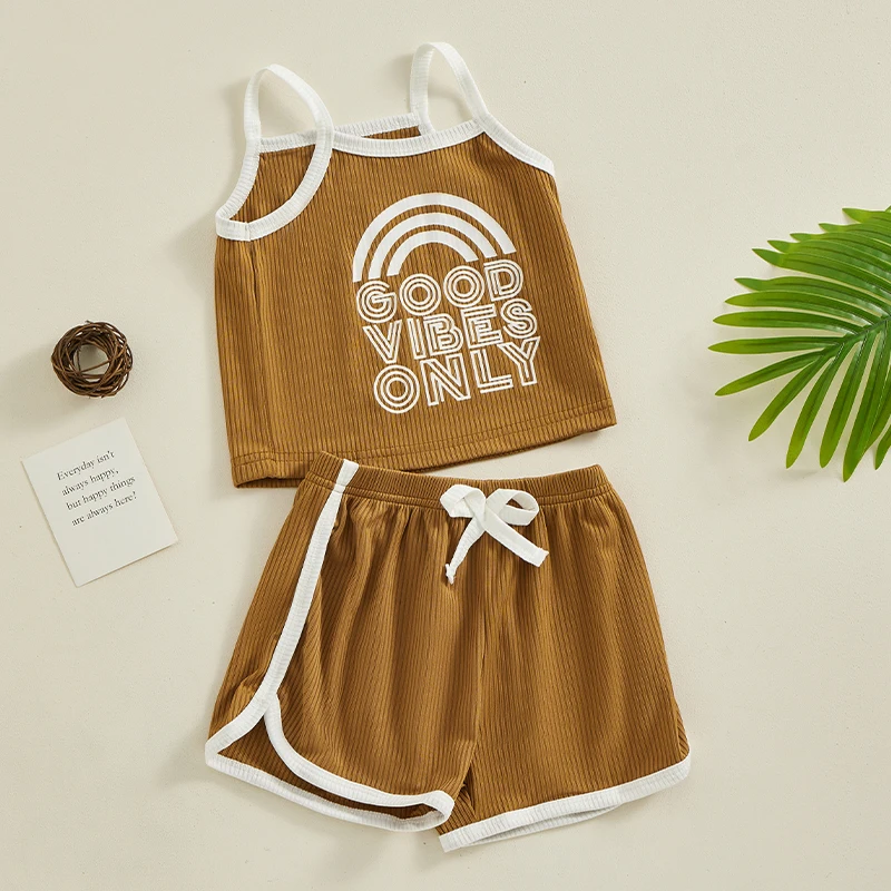 Летняя одежда для маленьких девочек и мальчиков 2 шт. ребристая майка без рукавов