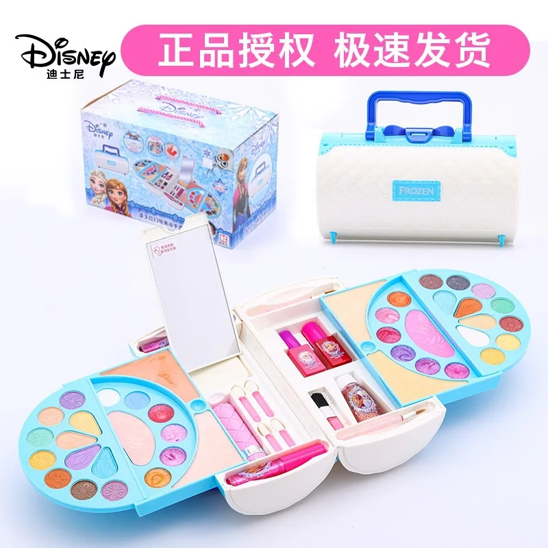 

Disney girls frozen elsa anna suitcase Cosmetics Set Make Up toys with gift box princess Girls Dressing Beauty Fashion Toys