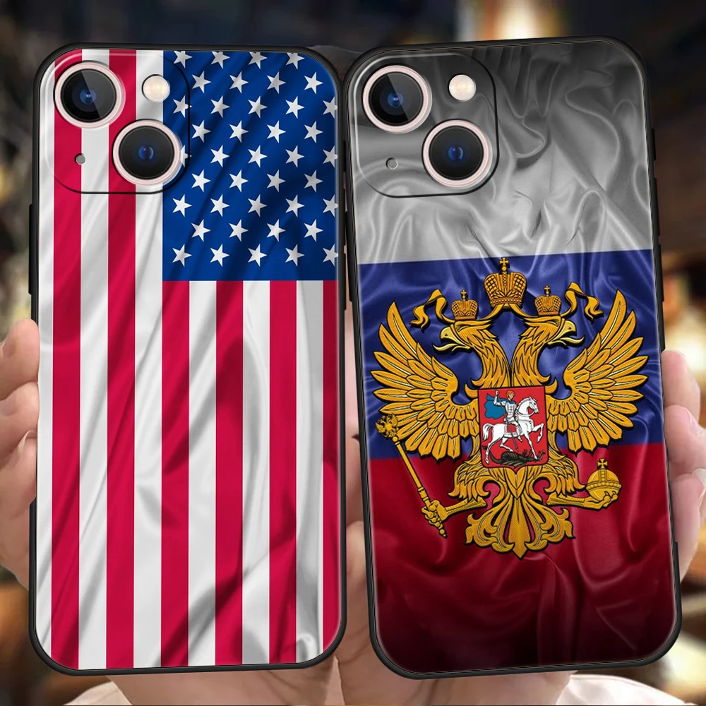 

National Flag RU FR UK Phone Case Cover for iPhone 12 13 Pro Max XR XS X iPhone 11 7 8 Plus SE 2020 13 Mini Silicone Soft Shell